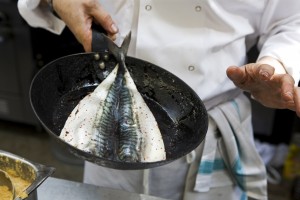 United Kingdom - London - Moro Restaurant fish in pan